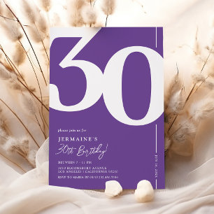 Convite de Aniversário de 30 anos Roxo Elegante