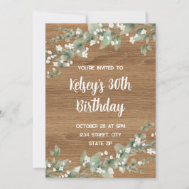 Convite de Aniversário de 30 anos – Rustic Greener