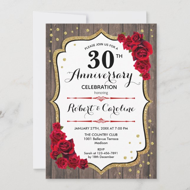 Convite de Aniversário de 30 anos - Rustic Wood Go (Frente)