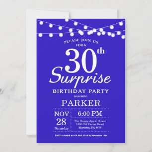 Convite de Aniversário de 30 anos Surpresa Azul Re