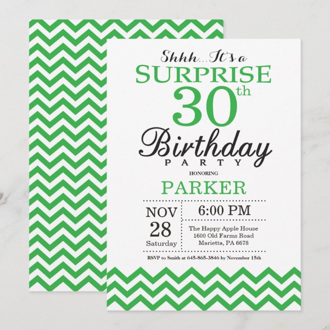 Convite de Aniversário de 30 anos Surpresa com Che (Frente/Verso)