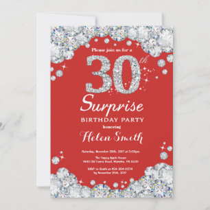 Convite de Aniversário de 30 anos Surpresa Diamant