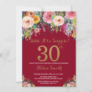 Convite de Aniversário de 30 anos Surpresa Floral