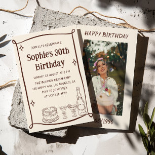 Convite de Aniversário de 30 Anos Vermelho e Creme