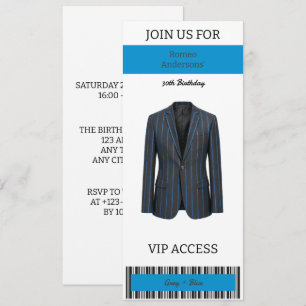 Convite de Aniversário de 30 anos VIP Terno Cinza