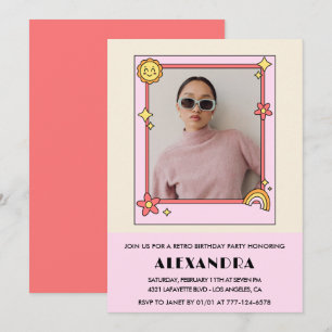 convite de aniversário de 31 anos Floral Rosa Retr