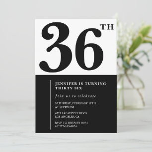 Convite de aniversário de 36 anos Girl Elegant Pre