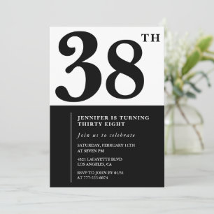 Convite de aniversário de 38 anos Girl Elegant Pre