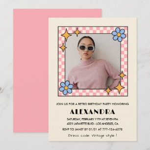 Convite de aniversário de 39 anos com foto floral 