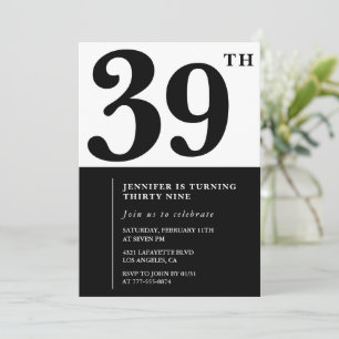 Convite de aniversário de 39 anos Girl Elegant Pre