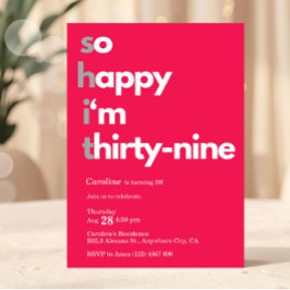 Convite de Aniversário de 39 anos Minimalista Mode