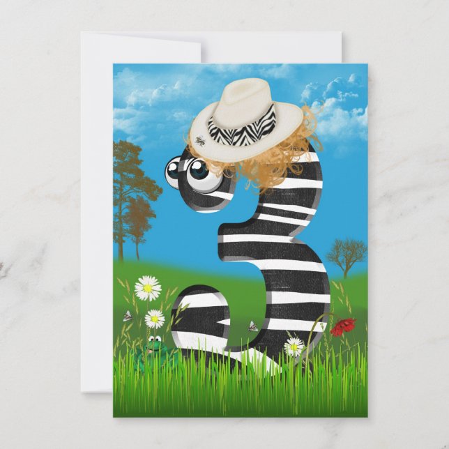 Convite de aniversário de 3 anos (Frente)