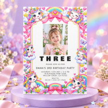 Convite de Aniversário de 3 Anos com Foto para Men