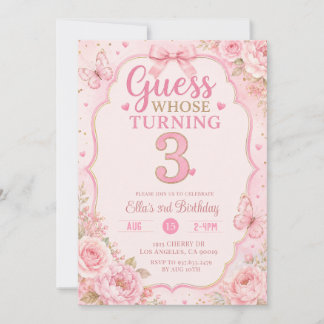 Convite de Aniversário de 3 Anos com Tema Floral R