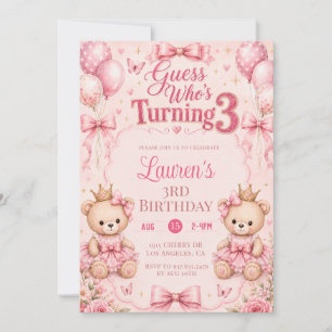 Convite de Aniversário de 3 Anos com Tema Floral R