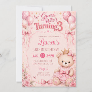 Convite de Aniversário de 3 Anos com Tema Floral R