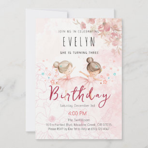 Convite de Aniversário de 3 Anos da Bailarina Tutu