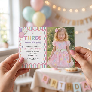 Convite de Aniversário de 3 Anos da Menina Três Ve
