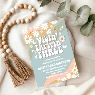 Convite de Aniversário de 3 anos da Retro Daisy