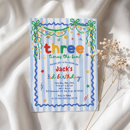 Convite de Aniversário de 3 Anos do Menino Três Ve