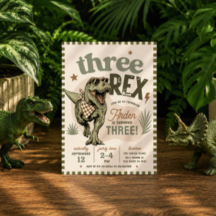 Convite de Aniversário de 3 anos do Três Rex Dinos