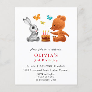 Convite de Aniversário de 3 anos do Urso Teddy Bun