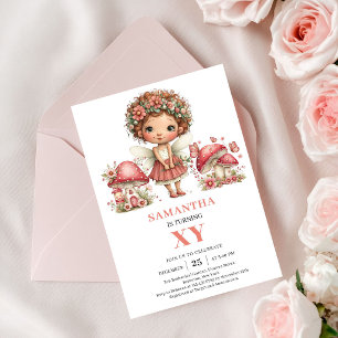Convite de Aniversário de 3 Anos Fada Fofa Rosa Be