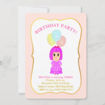 Convite de Aniversário de 3 anos para Menina Fofa