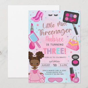 Convite de aniversário de 3 anos para menina Three