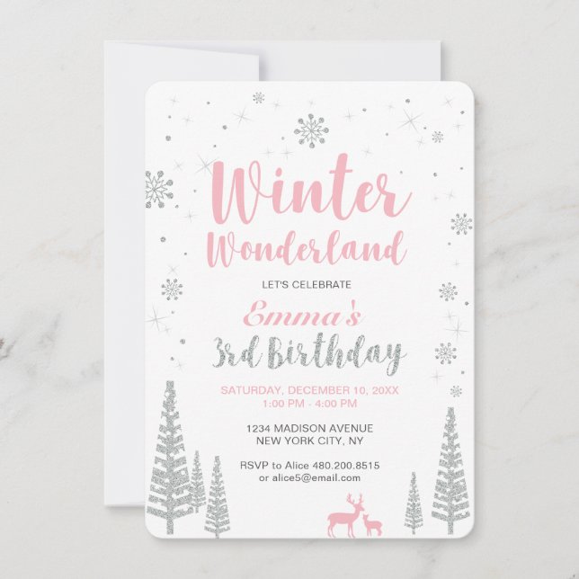 Convite de Aniversário de 3 anos para Menina - Win (Frente)