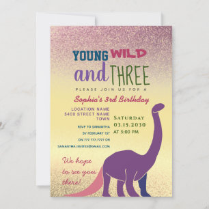 Convite de Aniversário de 3 anos Young Wild and Th