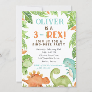 Convite De Aniversário De 3 Rex, Invit De Dino ani