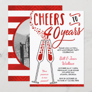 Convite de Aniversário de 40 anos, Brilho/Folha Fa