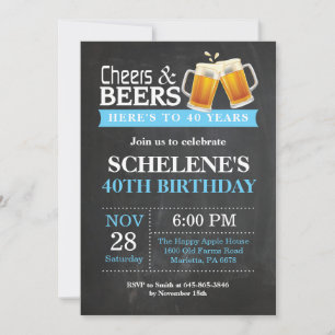 Convite de Aniversário de 40 anos Cheers and Beers