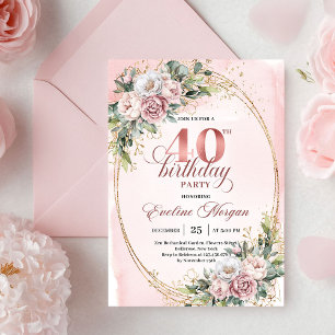 Convite de Aniversário de 40 anos Chic Boho Dusty