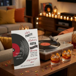 Convite de Aniversário de 40 anos com Disco de Vin