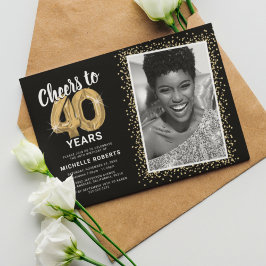 Convite de aniversário de 40 anos com foto