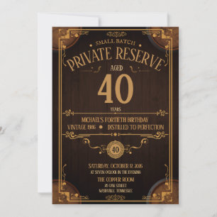 Convite de Aniversário de 40 Anos com Foto de Uísq