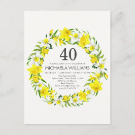 Convite de Aniversário de 40 anos com Narcisos Ama