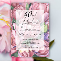 Convite de Aniversário de 40 anos com Tema Floral