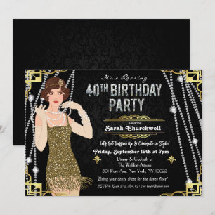 Convite de Aniversário de 40 anos da Garota Flappe