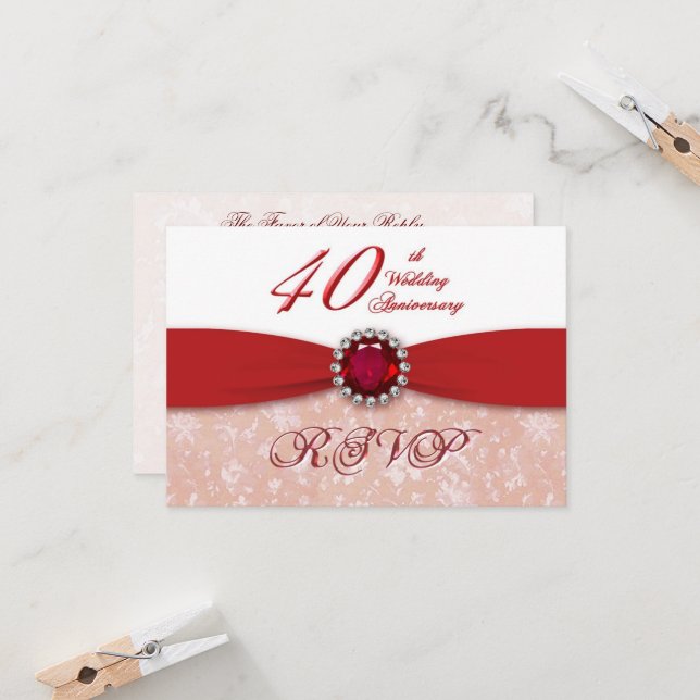 Convite de Aniversário de 40 Anos de Casamento Dam (Frente/Verso In Situ)