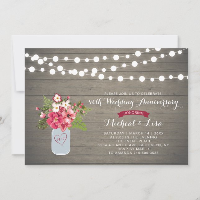 Convite de Aniversário de 40 Anos de Casamento em  (Frente)