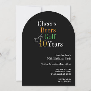 Convite de Aniversário de 40 Anos de Golfe Cheers