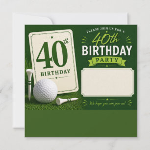 Convite de aniversário de 40 anos de golfista