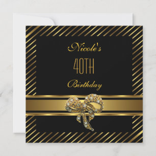 Convite de Aniversário de 40 anos Elegante com Lis