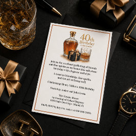 Convite de Aniversário de 40 Anos Elegante Marco