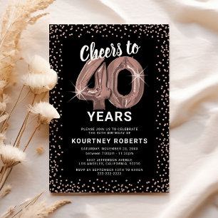 Convite de Aniversário de 40 anos em Preto e Doura