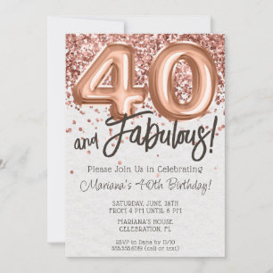 Convite de Aniversário de 40 anos em Rose Gold