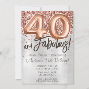 Convite de Aniversário de 40 anos em Rose Gold Pra